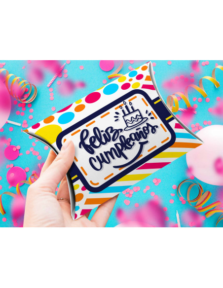 CAJA ALMOHADA FELIZ CUMPLEAÑOS