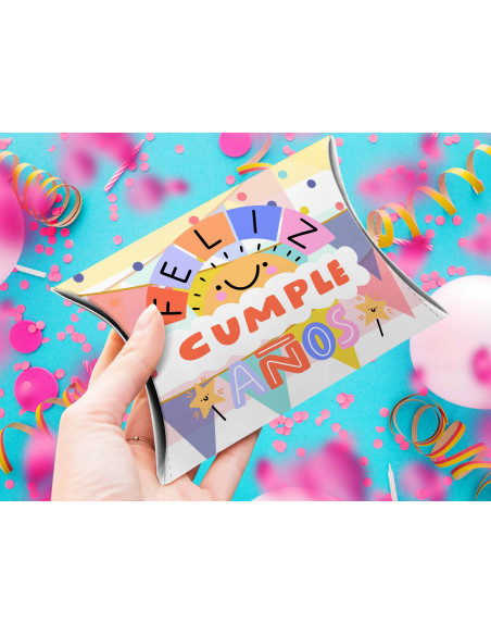 CAJA ALMOHADA FELIZ CUMPLEAÑOS