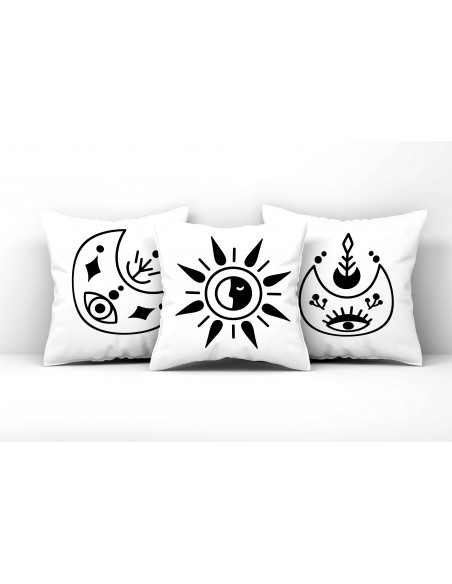ALMOHADONES BOHO BLANCO NEGRO