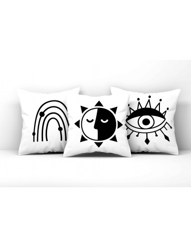 ALMOHADONES BOHO BLANCO NEGRO