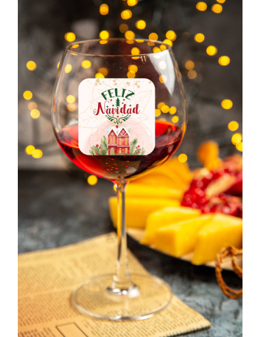 STIKERS ETIQUETAS VASOS COPA NAVIDAD