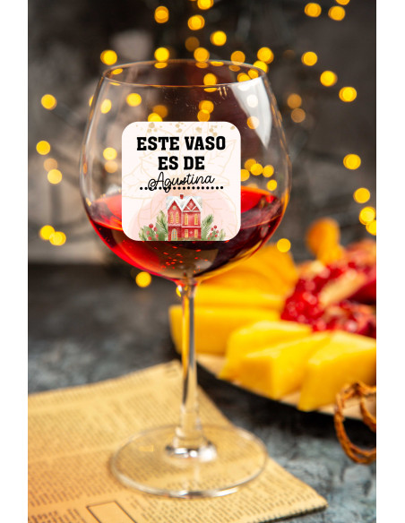 STIKERS ETIQUETAS VASOS COPA NAVIDAD