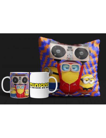Almohadón + taza minions