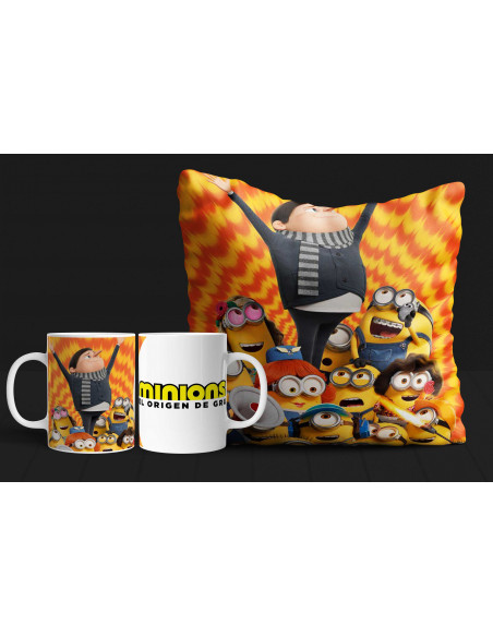 Almohadón + taza minions