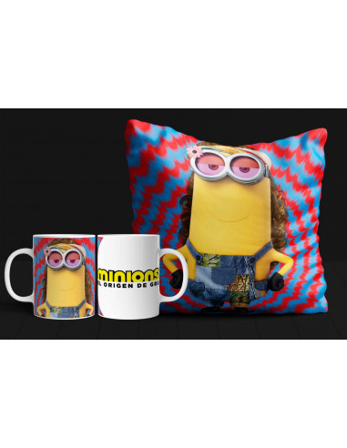 Almohadón + taza minions