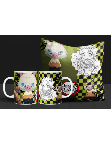 Almohadón + taza demon slayer...