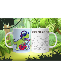 Taza dino colorear y unir 2