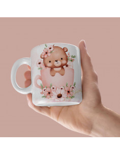 Taza animalitos flores