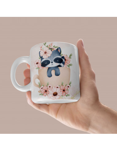 Taza animalitos flores