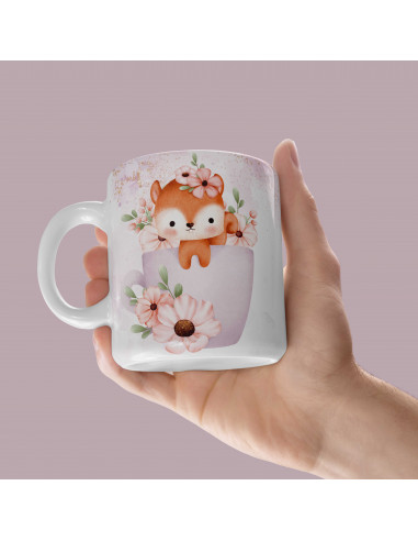 Taza animalitos flores