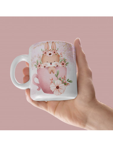 Taza animalitos flores