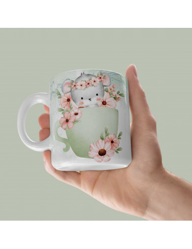 Taza animalitos flores