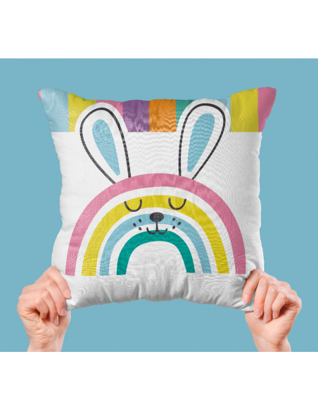 Taza almohadón carita animalitos arcoíris