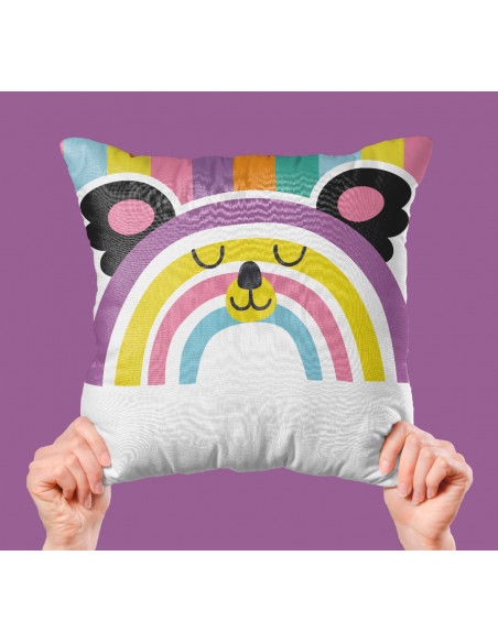 Taza almohadón carita animalitos arcoíris