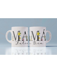Tazas Mamá iniciales flores