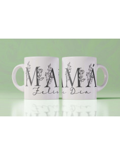 Tazas Mamá iniciales flores 2