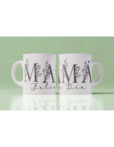 Tazas Mamá iniciales flores