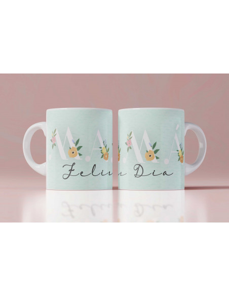 Tazas Mamá iniciales flores