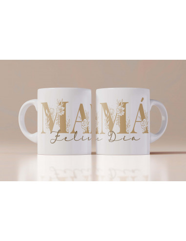 Tazas Mamá iniciales flores