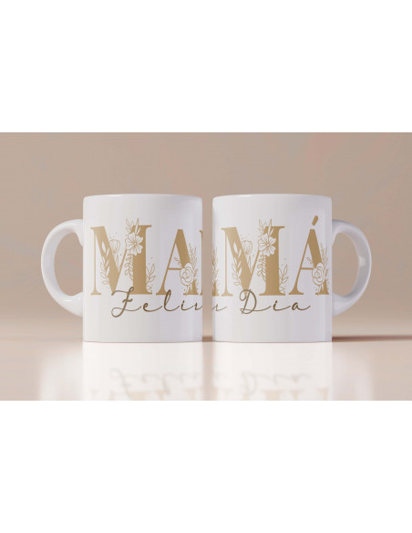 Tazas Mamá iniciales flores