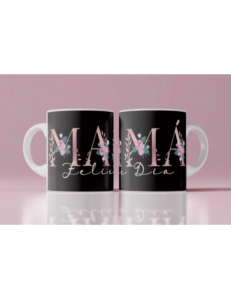 Tazas Mamá iniciales flores