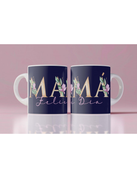 Tazas Mamá iniciales flores