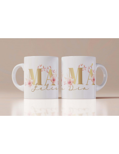 Tazas Mamá iniciales flores