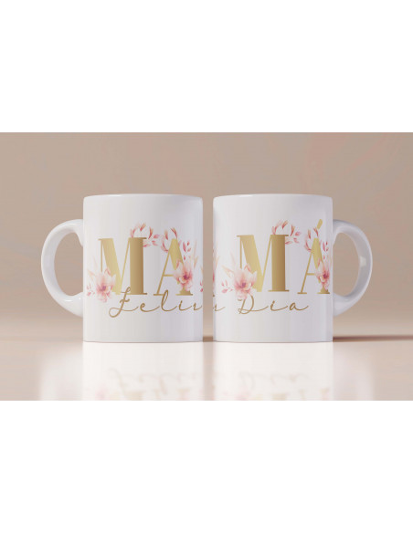 Tazas Mamá iniciales flores