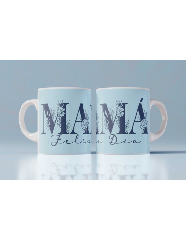 Tazas Mamá iniciales flores