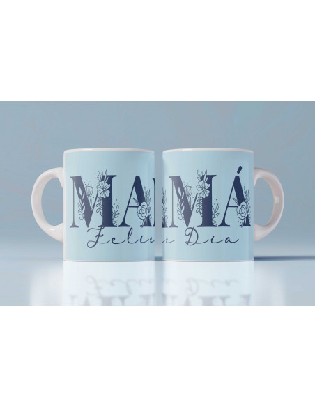 Tazas Mamá iniciales flores