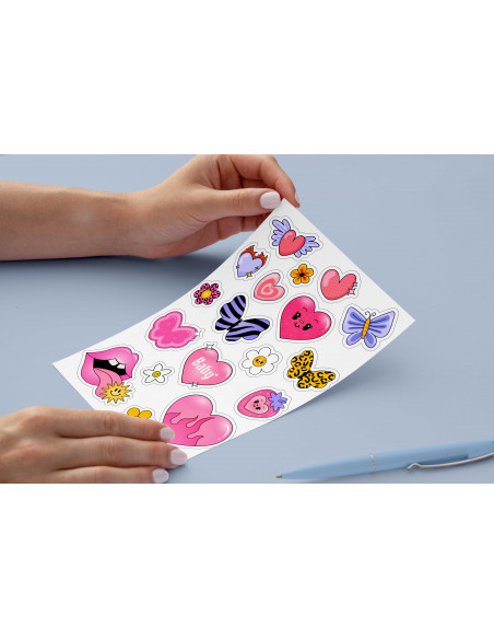 Stickers corazones flores