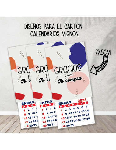 CARTONES CALENDARIOS MIGNON...