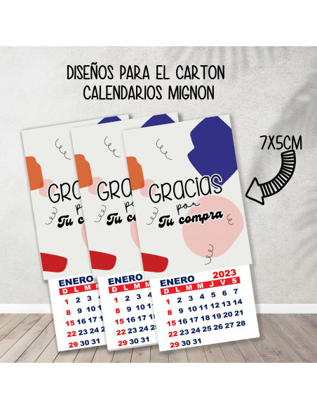CARTONES CALENDARIOS MIGNON EMPRENDEDORES PACK 1