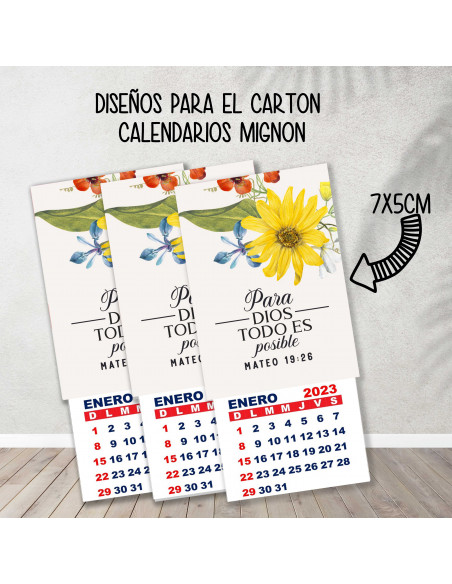 CARTONES CALENDARIOS MIGNON RELIGIOSOS