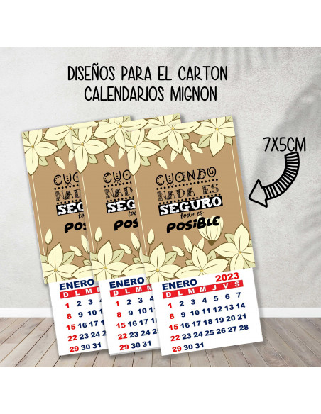 CARTONES CALENDARIOS MIGNON FRASES