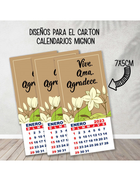 CARTONES CALENDARIOS MIGNON FRASES