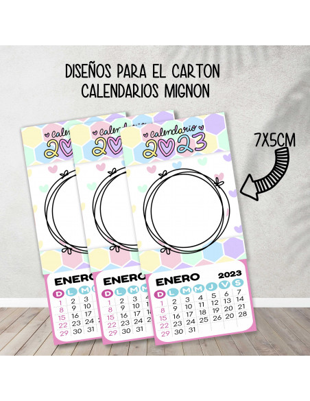 Cartones para calendario mignon pasteles