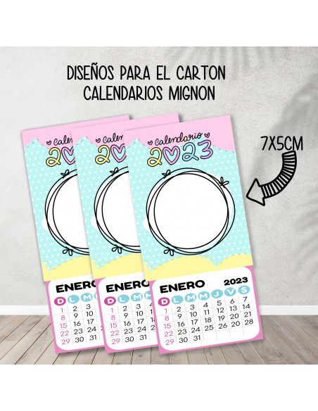 Cartones para calendario mignon pasteles