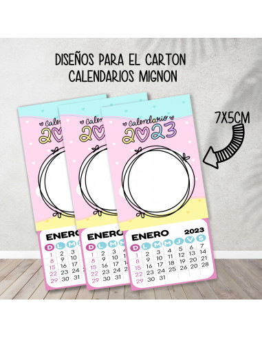 Cartones para calendario mignon pasteles