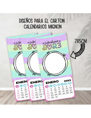 Cartones para calendario mignon pasteles