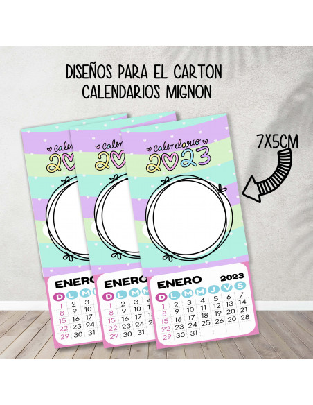 Cartones para calendario mignon pasteles
