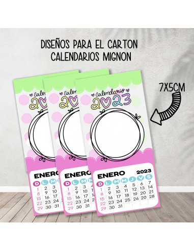 Cartones para calendario mignon pasteles