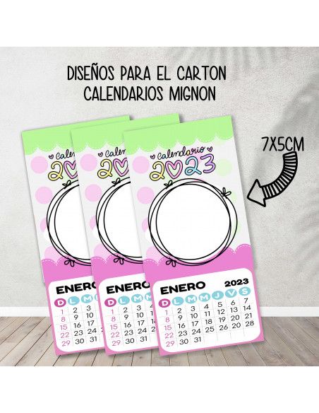 Cartones para calendario mignon pasteles