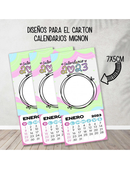 Cartones para calendario mignon pasteles