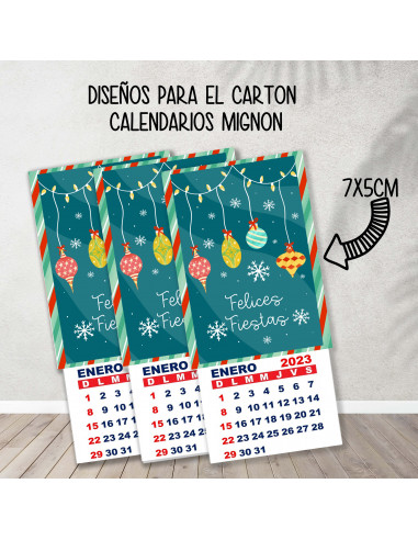 CARTONES CALENDARIOS MIGNON NAVIDAD