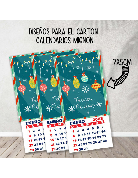 CARTONES CALENDARIOS MIGNON NAVIDAD