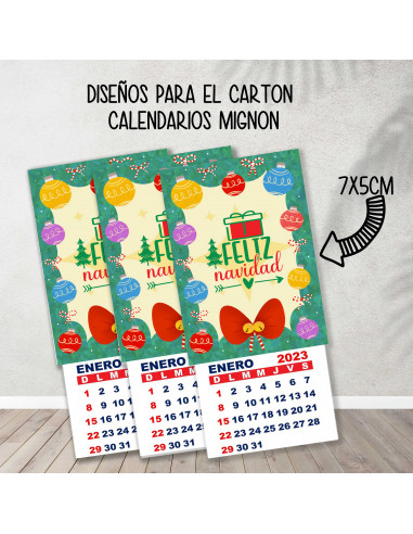 CARTONES CALENDARIOS MIGNON NAVIDAD