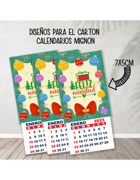 CARTONES CALENDARIOS MIGNON NAVIDAD