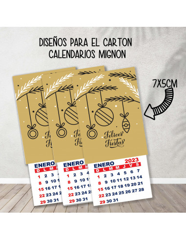 CARTONES CALENDARIOS MIGNON NAVIDAD