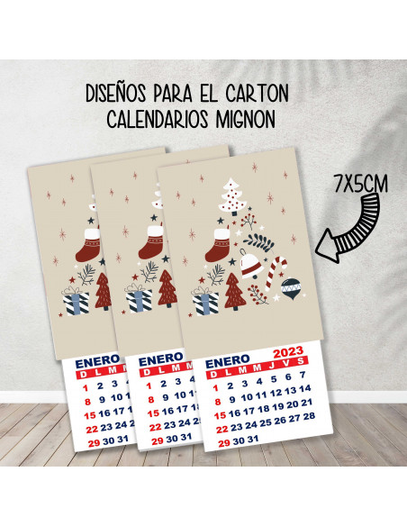 CARTONES CALENDARIOS MIGNON NAVIDAD
